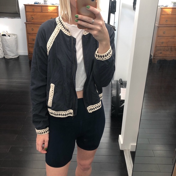 Free People Bomber Jacket with Crochet Details - Picture 4 of 4